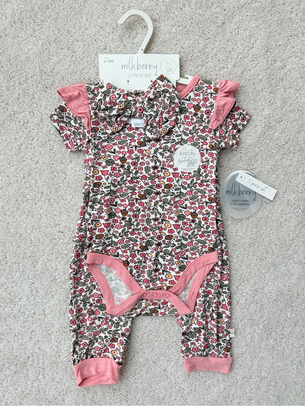 Milkberry Pink Floral Baby One-Piece Bodysuit